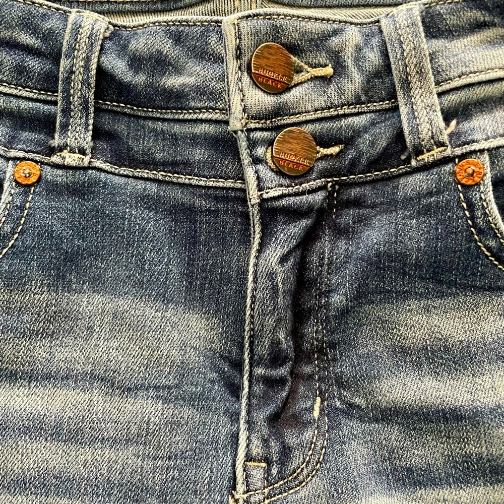 BUCKLE BLACK Straight Leg Double Button Jeans